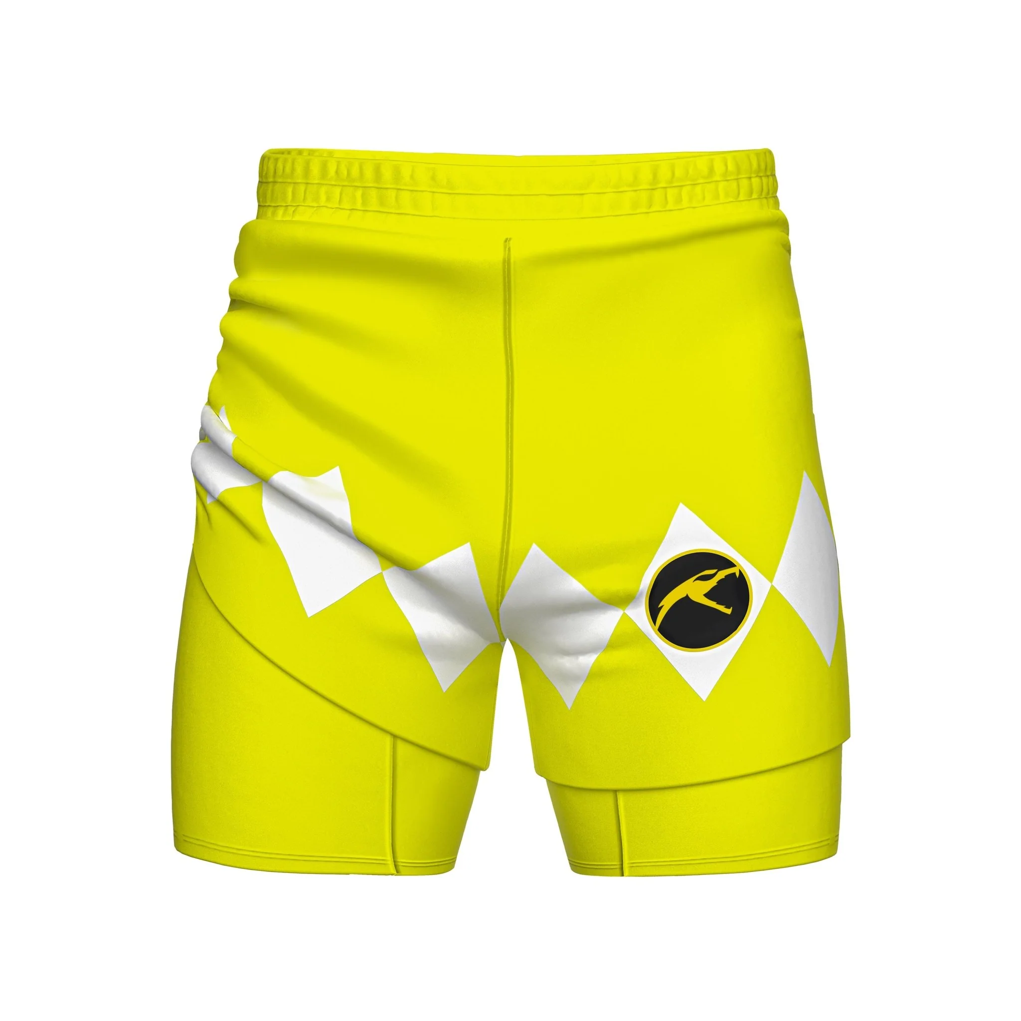 Mighty Morphin Grappler - Yellow 2 In One Training Shorts - Image 3