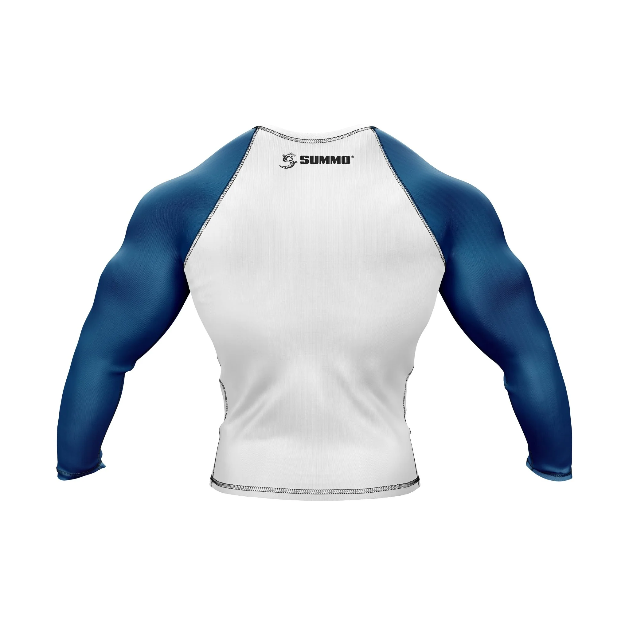 White with Blue Sleeves Ranked Rashguard - Image 3