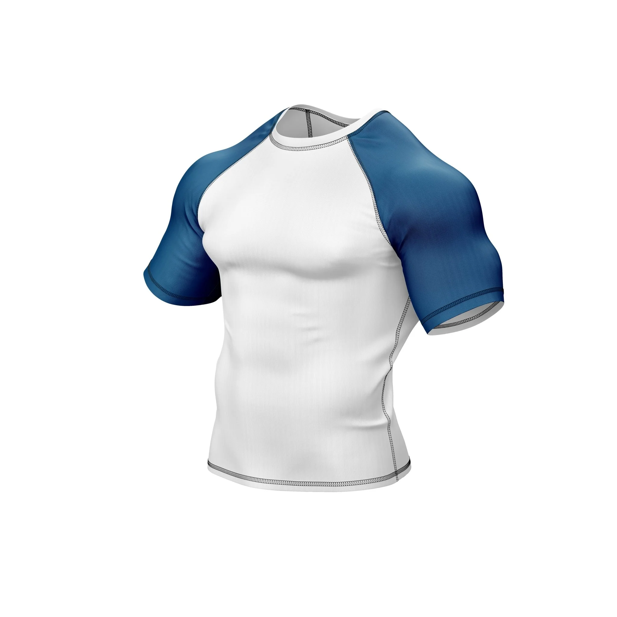 White with Blue Sleeves Ranked Rashguard - Image 5